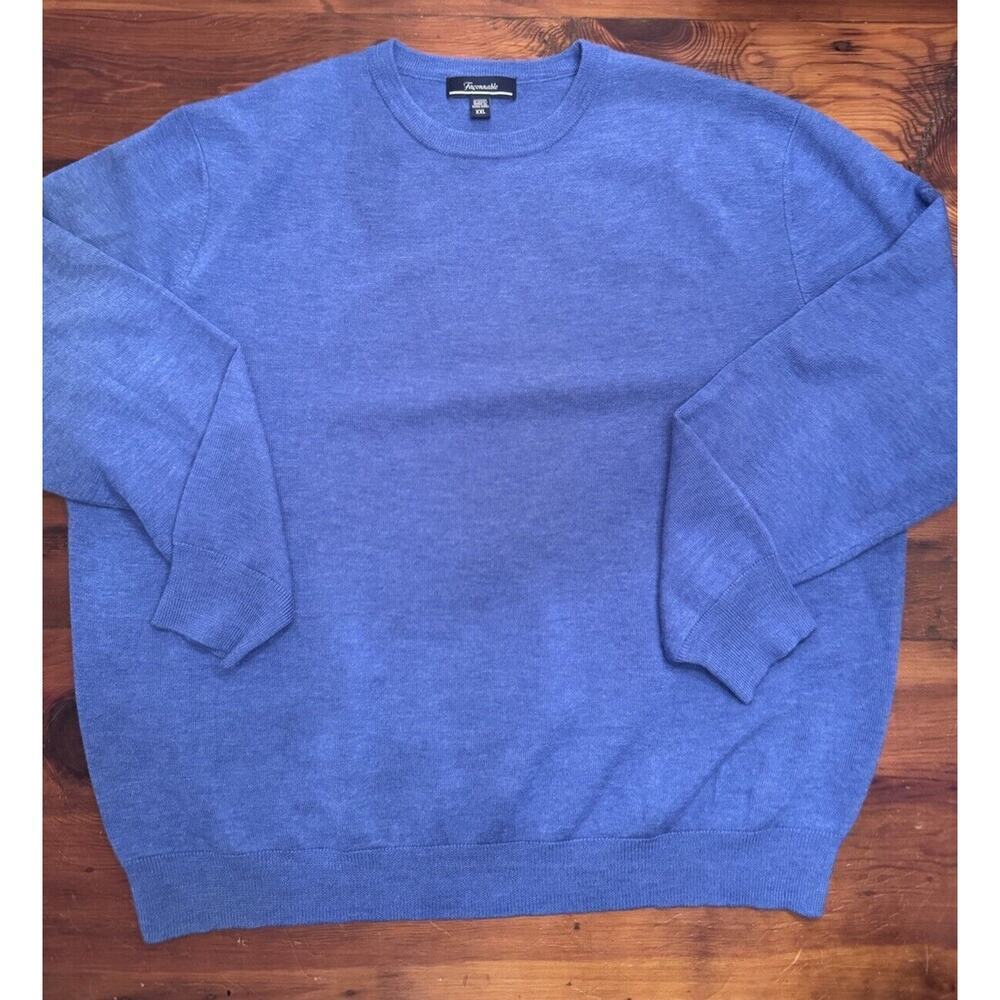 Façonnable Men's Crewneck Sweater Size XXL Knitwear 100% Merino Wool Blue